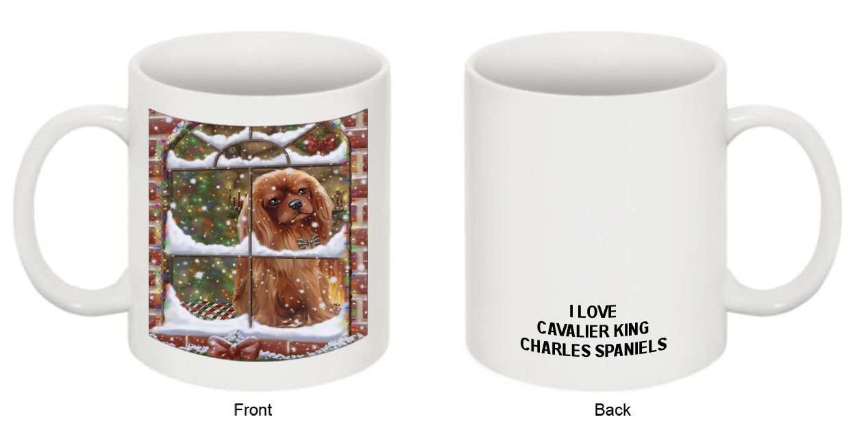 Please Come Home For Christmas Cavalier King Charles Spaniel Dog Sitting In Window Mug MUG48262