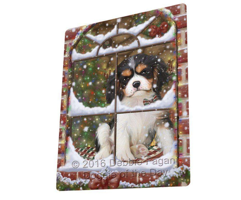 Please Come Home For Christmas Cavalier King Charles Spaniel Dog Sitting In Window Tempered Cutting Board C49959