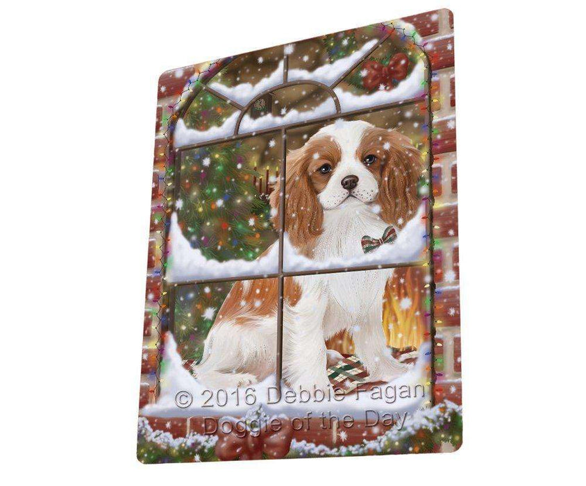 Please Come Home For Christmas Cavalier King Charles Spaniel Dog Sitting In Window Tempered Cutting Board C49965