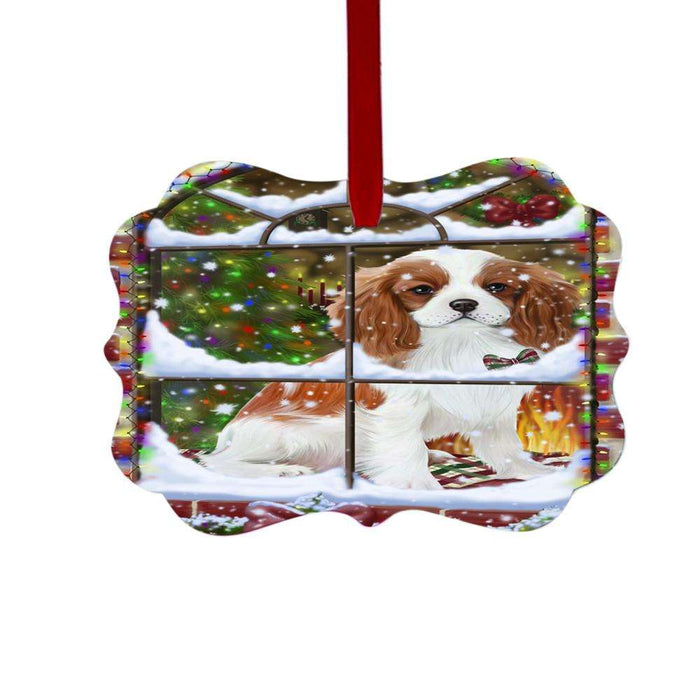 Please Come Home For Christmas Cavalier King Charles Window Dog Sitting In Window Double-Sided Photo Benelux Christmas Ornament LOR49151