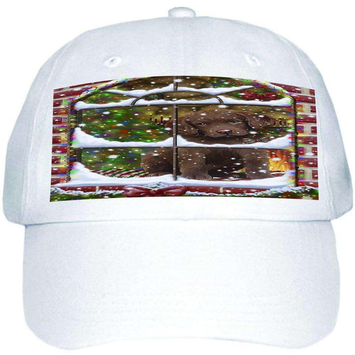 Please Come Home For Christmas Chesapeake Bay Retriever Dog Sitting In Window Ball Hat Cap HAT48906