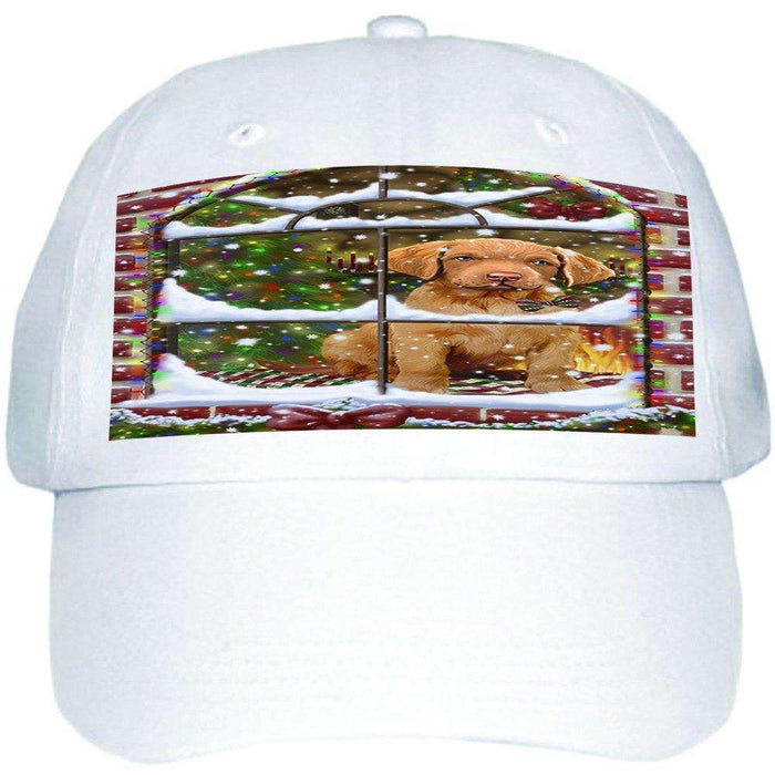 Please Come Home For Christmas Chesapeake Bay Retriever Dog Sitting In Window Ball Hat Cap HAT48909