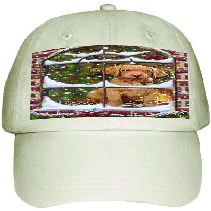 Please Come Home For Christmas Chesapeake Bay Retriever Dog Sitting In Window Ball Hat Cap HAT48909