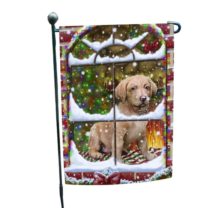 Please Come Home For Christmas Chesapeake Bay Retriever Dog Sitting In Window Garden Flag