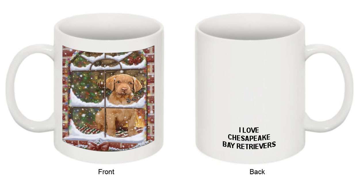 Please Come Home For Christmas Chesapeake Bay Retriever Dog Sitting In Window Mug MUG48265