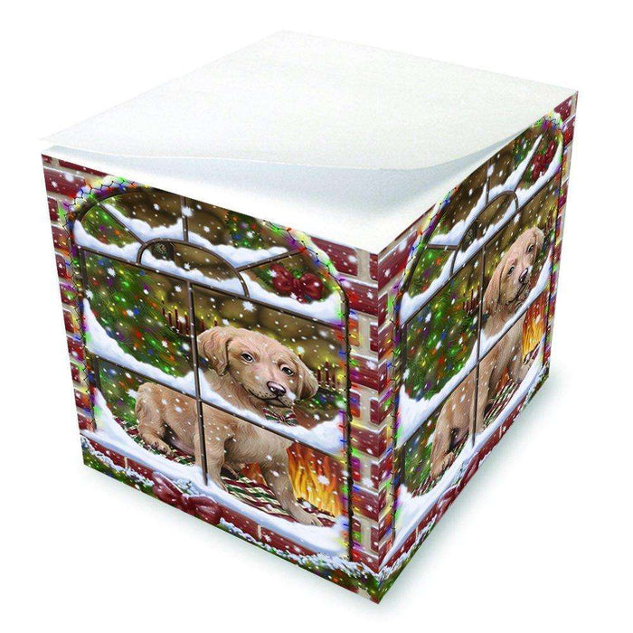 Please Come Home For Christmas Chesapeake Bay Retriever Dog Sitting In Window Note Cube