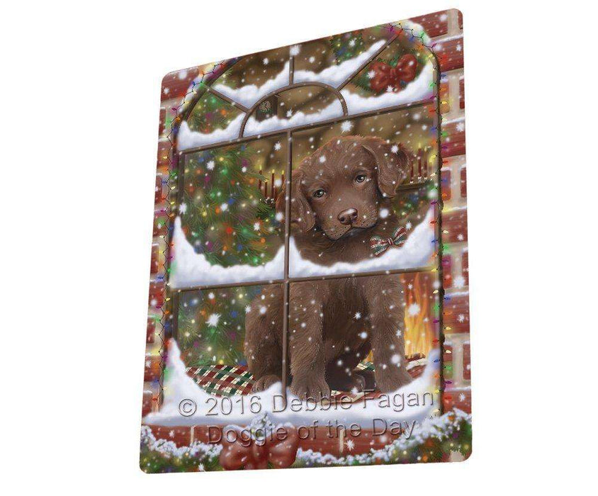 Please Come Home For Christmas Chesapeake Bay Retriever Dog Sitting In Window Tempered Cutting Board C49968