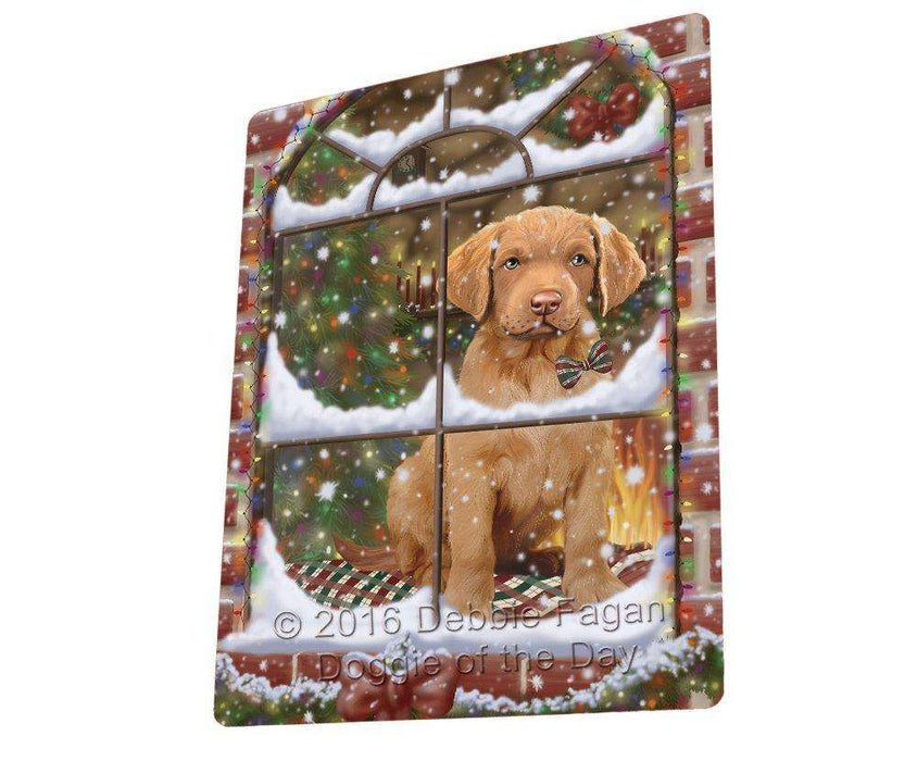 Please Come Home For Christmas Chesapeake Bay Retriever Dog Sitting In Window Tempered Cutting Board C49971