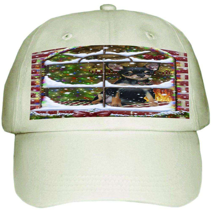 Please Come Home For Christmas Chihuahua Dog Sitting In Window Ball Hat Cap HAT48912