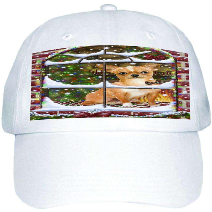 Please Come Home For Christmas Chihuahua Dog Sitting In Window Ball Hat Cap HAT48915