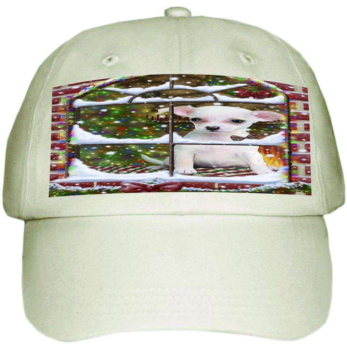 Please Come Home For Christmas Chihuahua Dog Sitting In Window Ball Hat Cap HAT48918