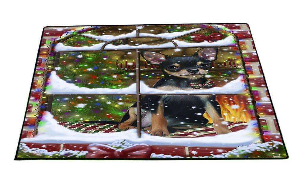 Please Come Home For Christmas Chihuahua Dog Sitting In Window Floormat FLMS48828
