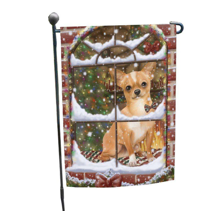 Please Come Home For Christmas Chihuahua Dog Sitting In Window Garden Flag GFLG48352
