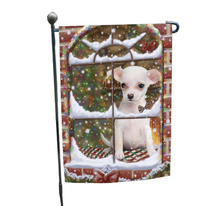 Please Come Home For Christmas Chihuahua Dog Sitting In Window Garden Flag GFLG48353
