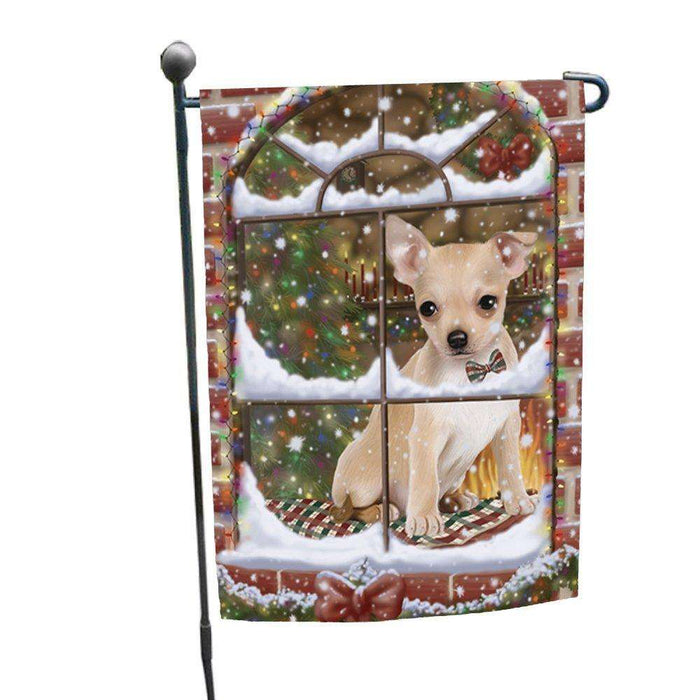 Please Come Home For Christmas Chihuahua Dog Sitting In Window Garden Flag