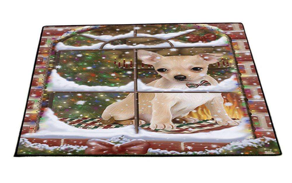 Please Come Home For Christmas Chihuahua Dog Sitting In Window Indoor/Outdoor Floormat