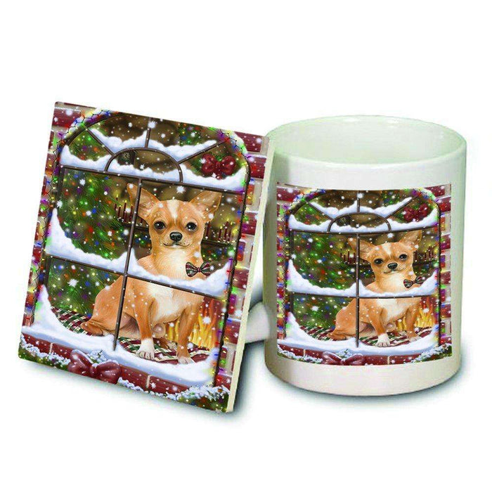 Please Come Home For Christmas Chihuahua Dog Sitting In Window Mug and Coaster Set MUC48386