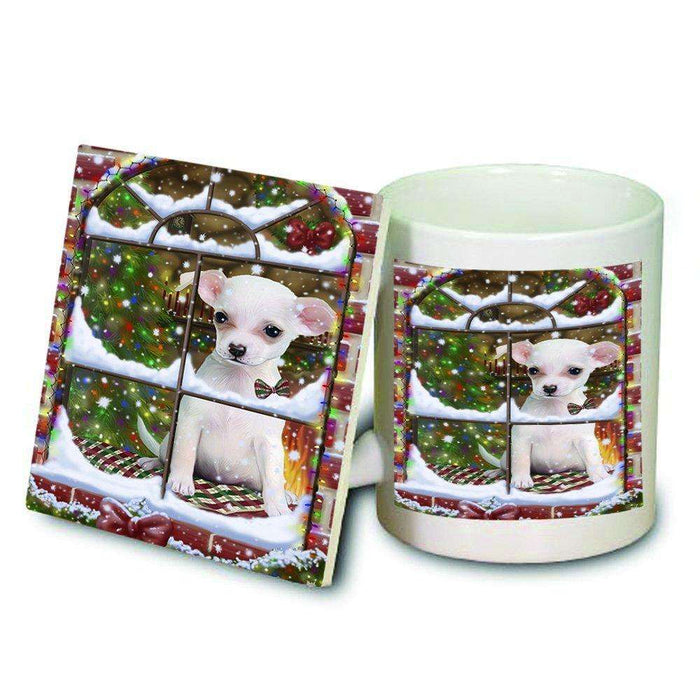 Please Come Home For Christmas Chihuahua Dog Sitting In Window Mug and Coaster Set MUC48387