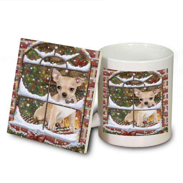 Please Come Home For Christmas Chihuahua Dog Sitting In Window Mug and Coaster Set