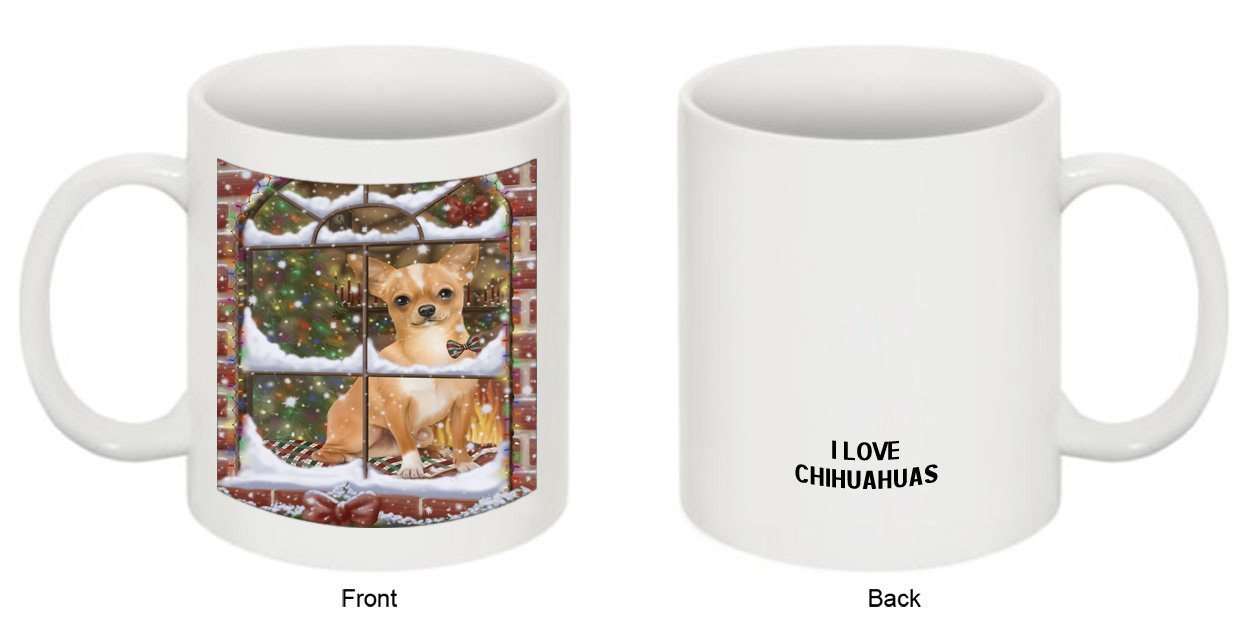 Please Come Home For Christmas Chihuahua Dog Sitting In Window Mug MUG48267