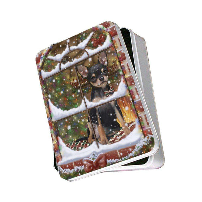 Please Come Home For Christmas Chihuahua Dog Sitting In Window Photo Storage Tin PITN48393