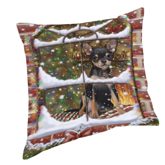 Please Come Home For Christmas Chihuahua Dog Sitting In Window Pillow PIL49624