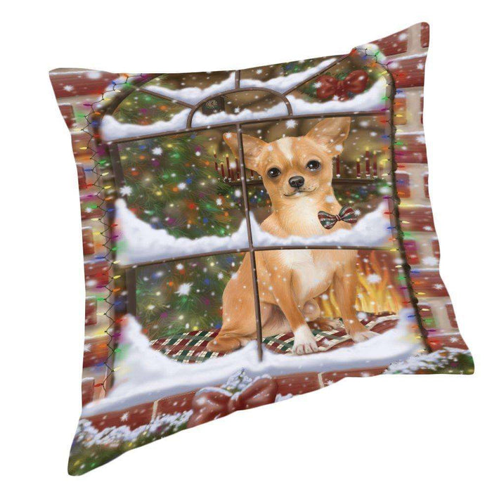 Please Come Home For Christmas Chihuahua Dog Sitting In Window Pillow PIL49628