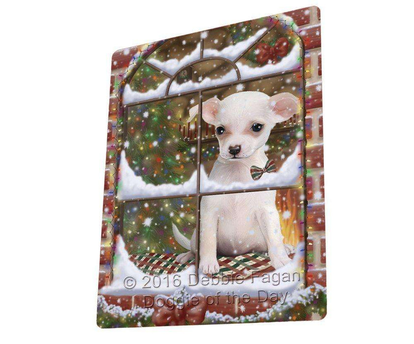 Please Come Home For Christmas Chihuahua Dog Sitting In Window Tempered Cutting Board C49980