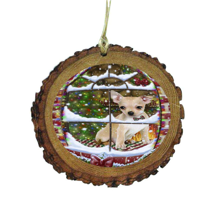 Please Come Home For Christmas Chihuahua Dog Sitting In Window Wooden Christmas Ornament WOR49153