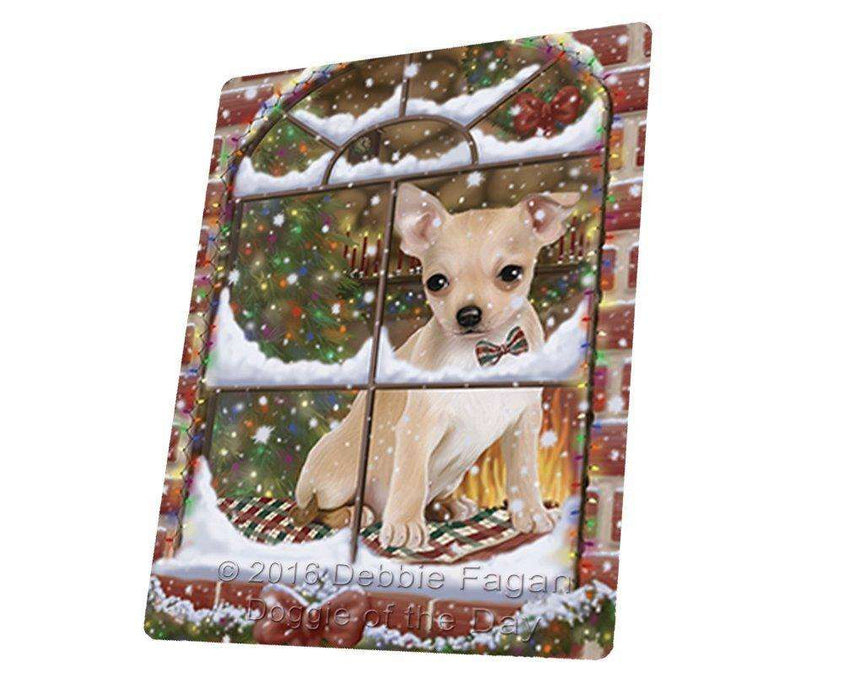 Please Come Home For Christmas Chihuahua Sitting In Window Art Portrait Print Woven Throw Sherpa Plush Fleece Blanket