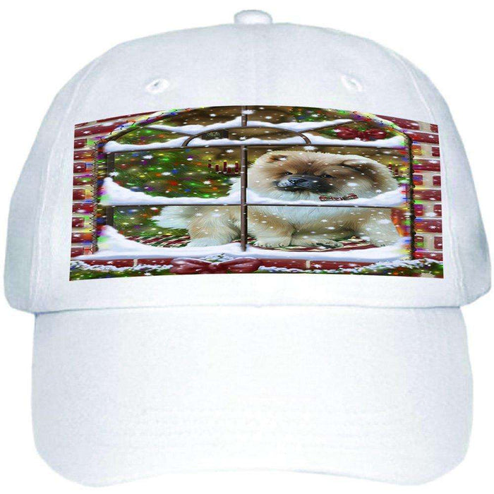 Please Come Home For Christmas Chow Chow Dog Sitting In Window Ball Hat Cap HAT48921