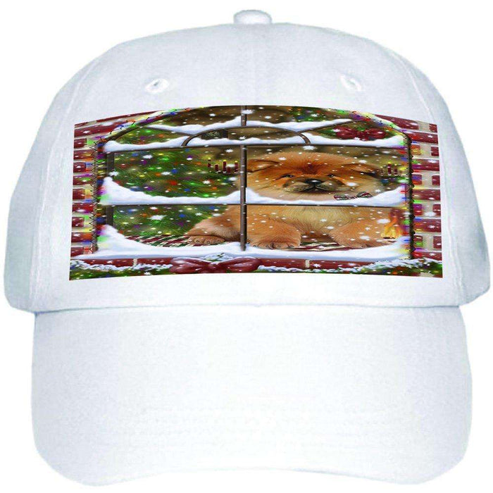 Please Come Home For Christmas Chow Chow Dog Sitting In Window Ball Hat Cap HAT48924