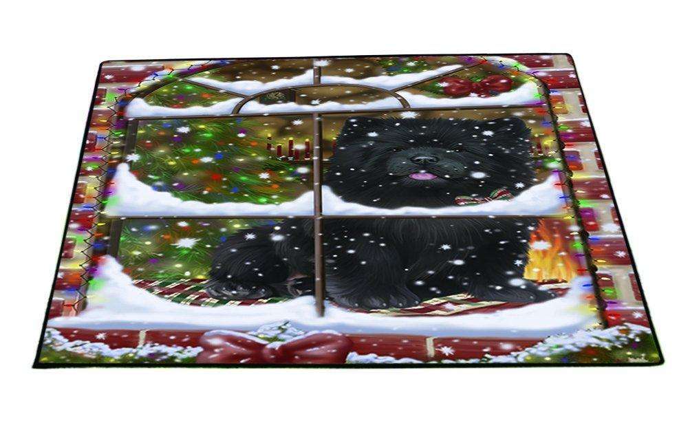 Please Come Home For Christmas Chow Chow Dog Sitting In Window Floormat FLMS48843