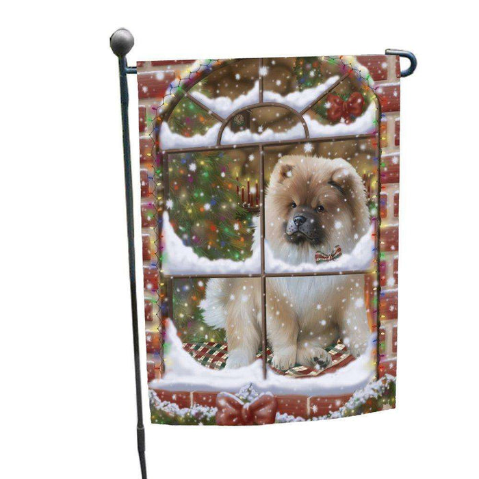 Please Come Home For Christmas Chow Chow Dog Sitting In Window Garden Flag GFLG48354
