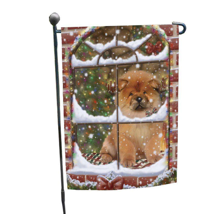 Please Come Home For Christmas Chow Chow Dog Sitting In Window Garden Flag GFLG48355