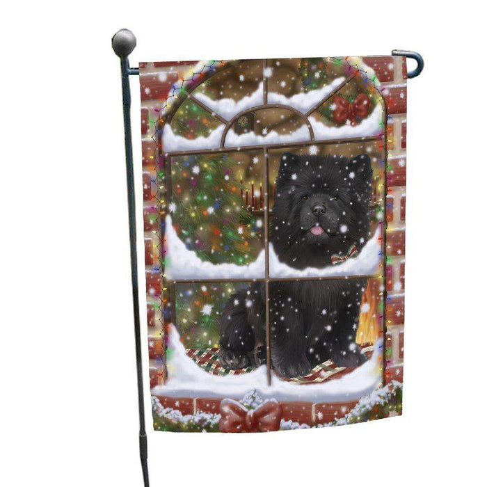 Please Come Home For Christmas Chow Chow Dog Sitting In Window Garden Flag GFLG48356