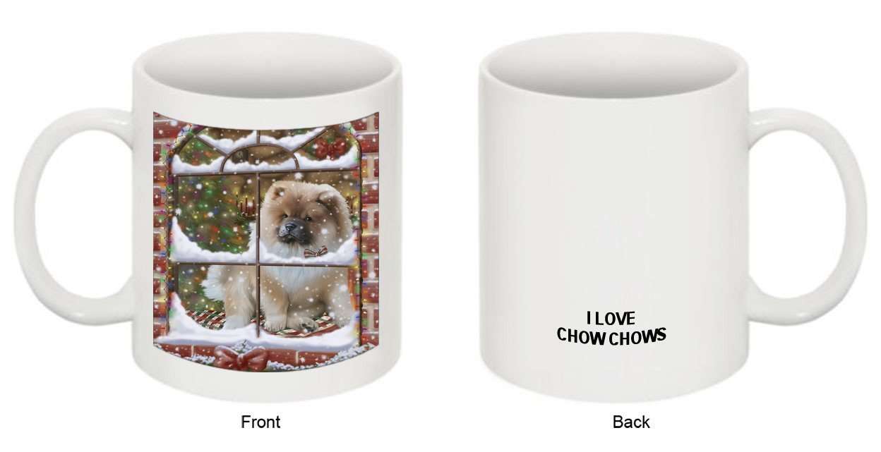 Please Come Home For Christmas Chow Chow Dog Sitting In Window Mug MUG48269