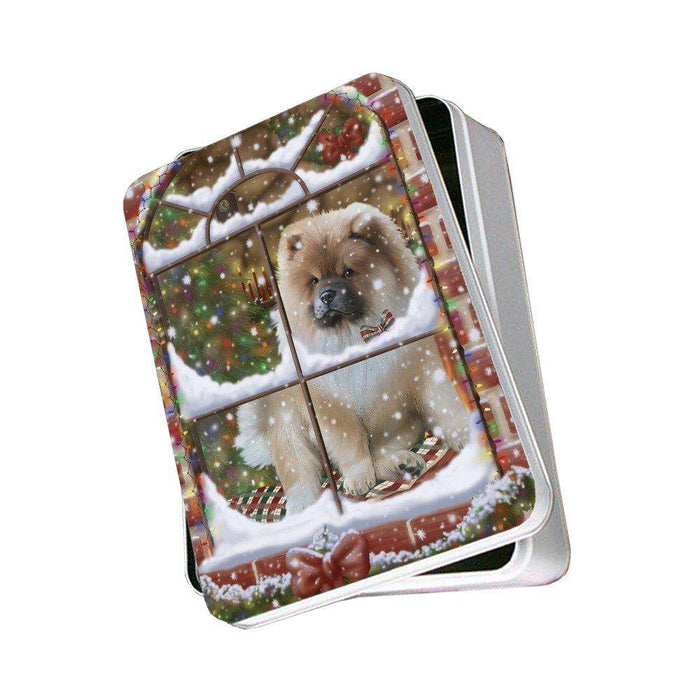 Please Come Home For Christmas Chow Chow Dog Sitting In Window Photo Storage Tin PITN48396