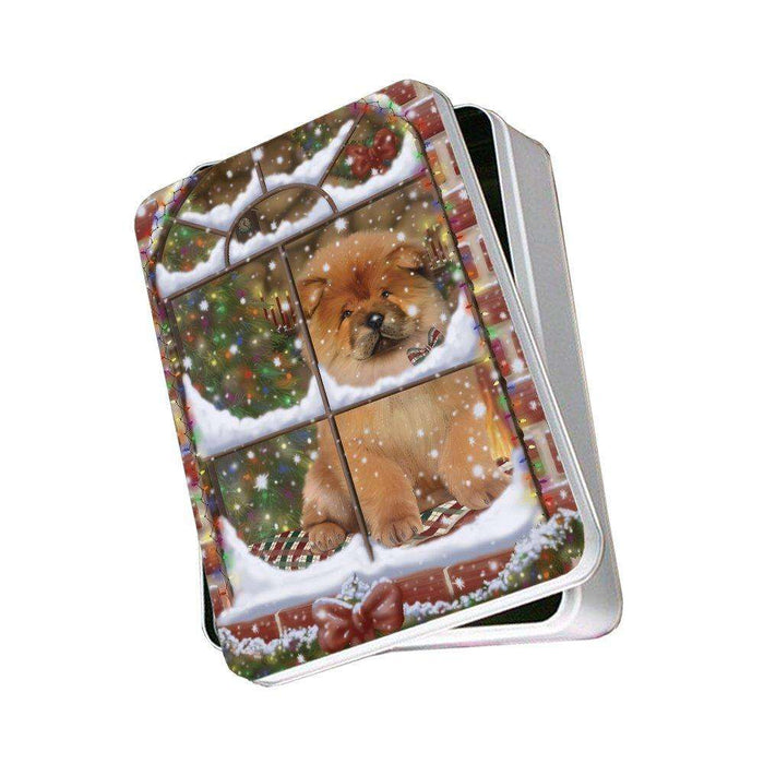 Please Come Home For Christmas Chow Chow Dog Sitting In Window Photo Storage Tin PITN48397