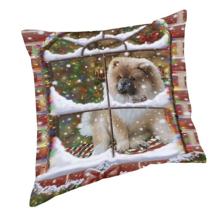 Please Come Home For Christmas Chow Chow Dog Sitting In Window Pillow PIL49636