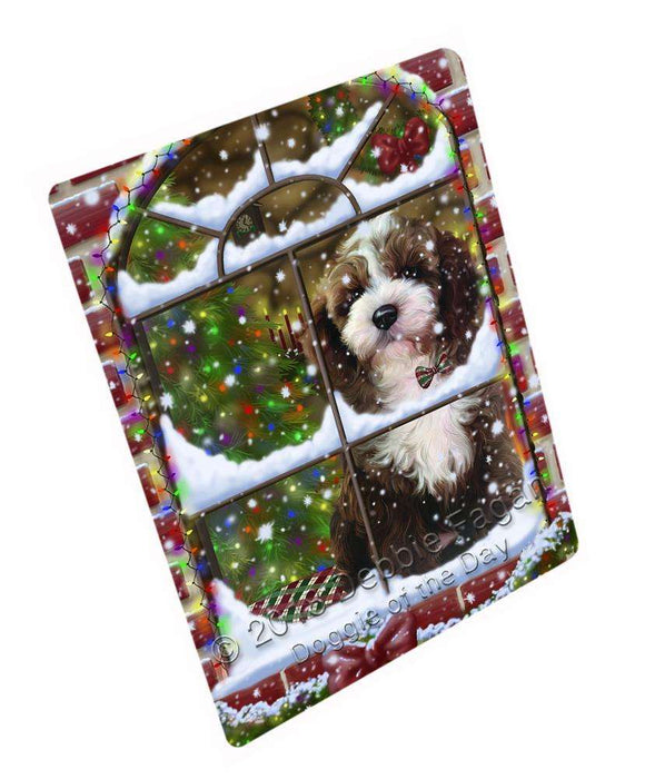 Please Come Home For Christmas Cockapoo Dog Sitting In Window Blanket BLNKT99957