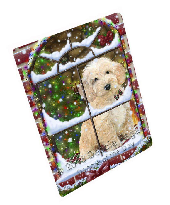 Please Come Home For Christmas Cockapoo Dog Sitting In Window Blanket BLNKT99966