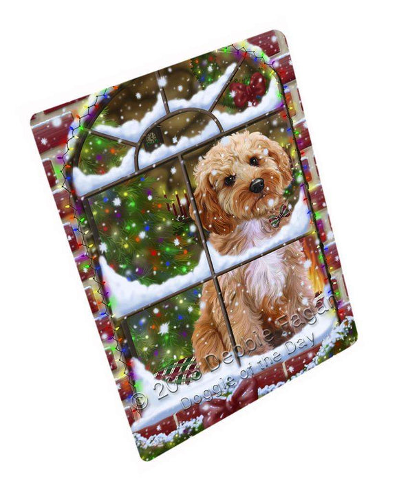 Please Come Home For Christmas Cockapoo Dog Sitting In Window Cutting Board C65313