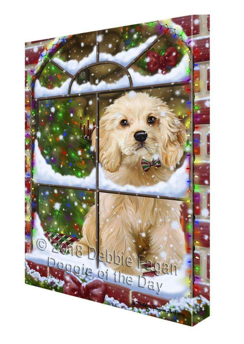 Please Come Home For Christmas Cocker Spaniel Dog Sitting In Window Canvas Print Wall Art Décor CVS100484