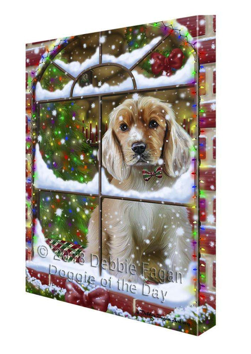Please Come Home For Christmas Cocker Spaniel Dog Sitting In Window Canvas Print Wall Art Décor CVS100493
