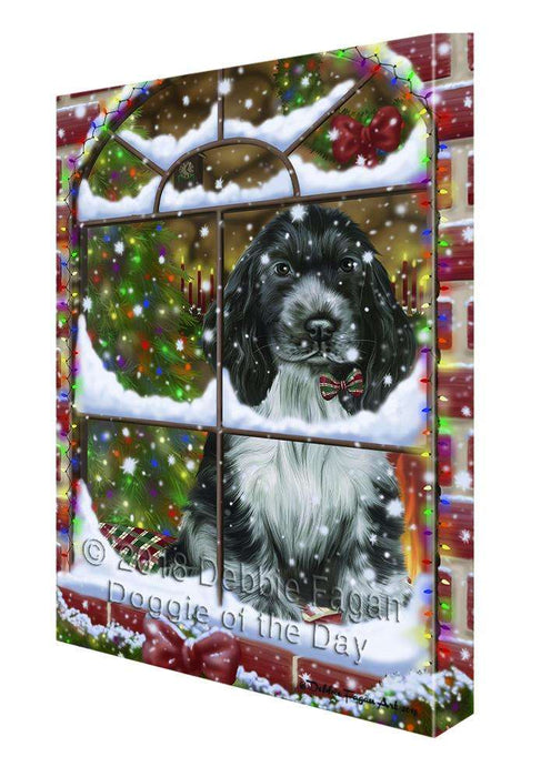 Please Come Home For Christmas Cocker Spaniel Dog Sitting In Window Canvas Print Wall Art Décor CVS100502