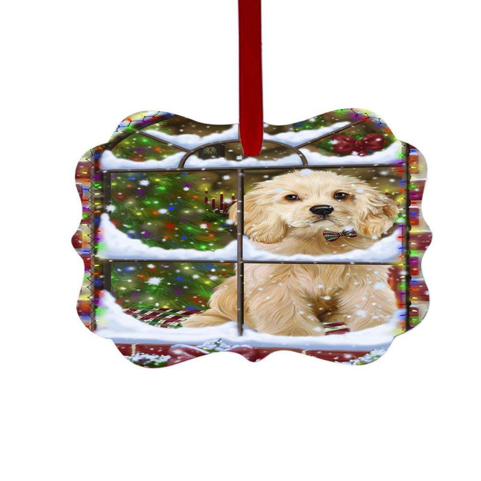 Please Come Home For Christmas Cocker Spaniel Dog Sitting In Window Double-Sided Photo Benelux Christmas Ornament LOR49159