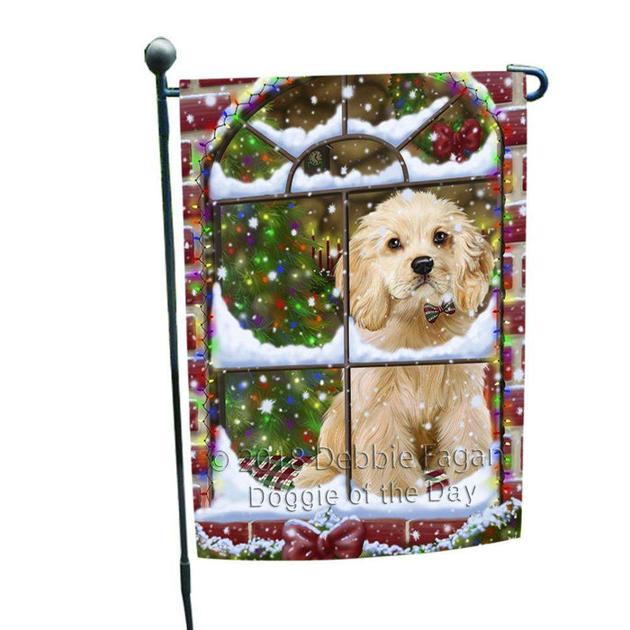 Please Come Home For Christmas Cocker Spaniel Dog Sitting In Window Garden Flag GFLG53688