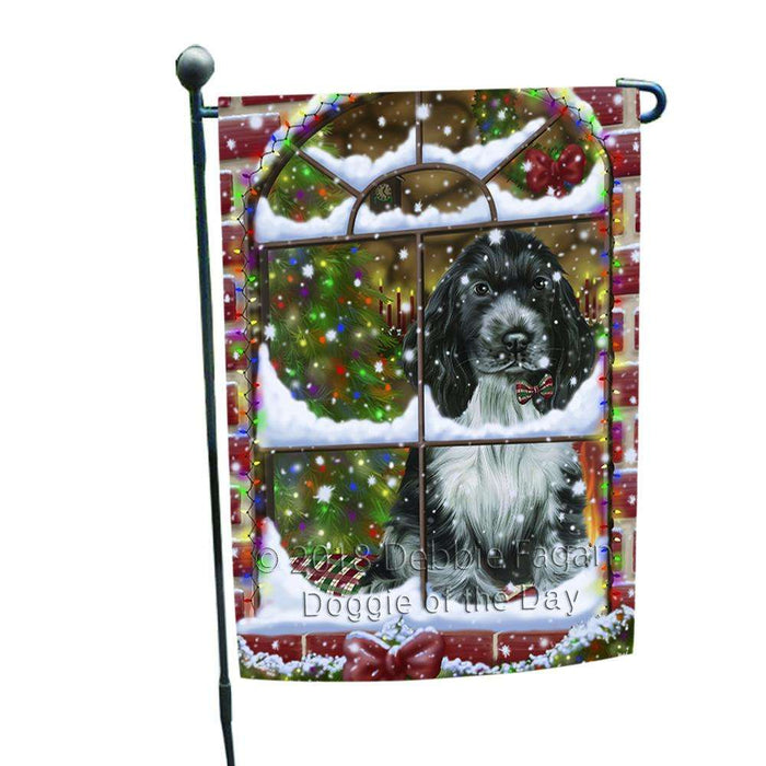 Please Come Home For Christmas Cocker Spaniel Dog Sitting In Window Garden Flag GFLG53690