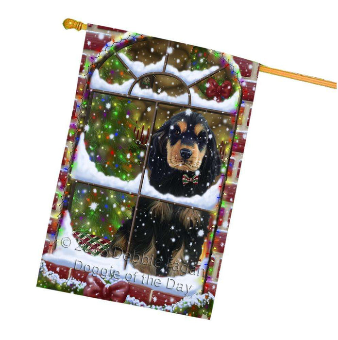 Please Come Home For Christmas Cocker Spaniel Dog Sitting In Window House Flag FLG53827